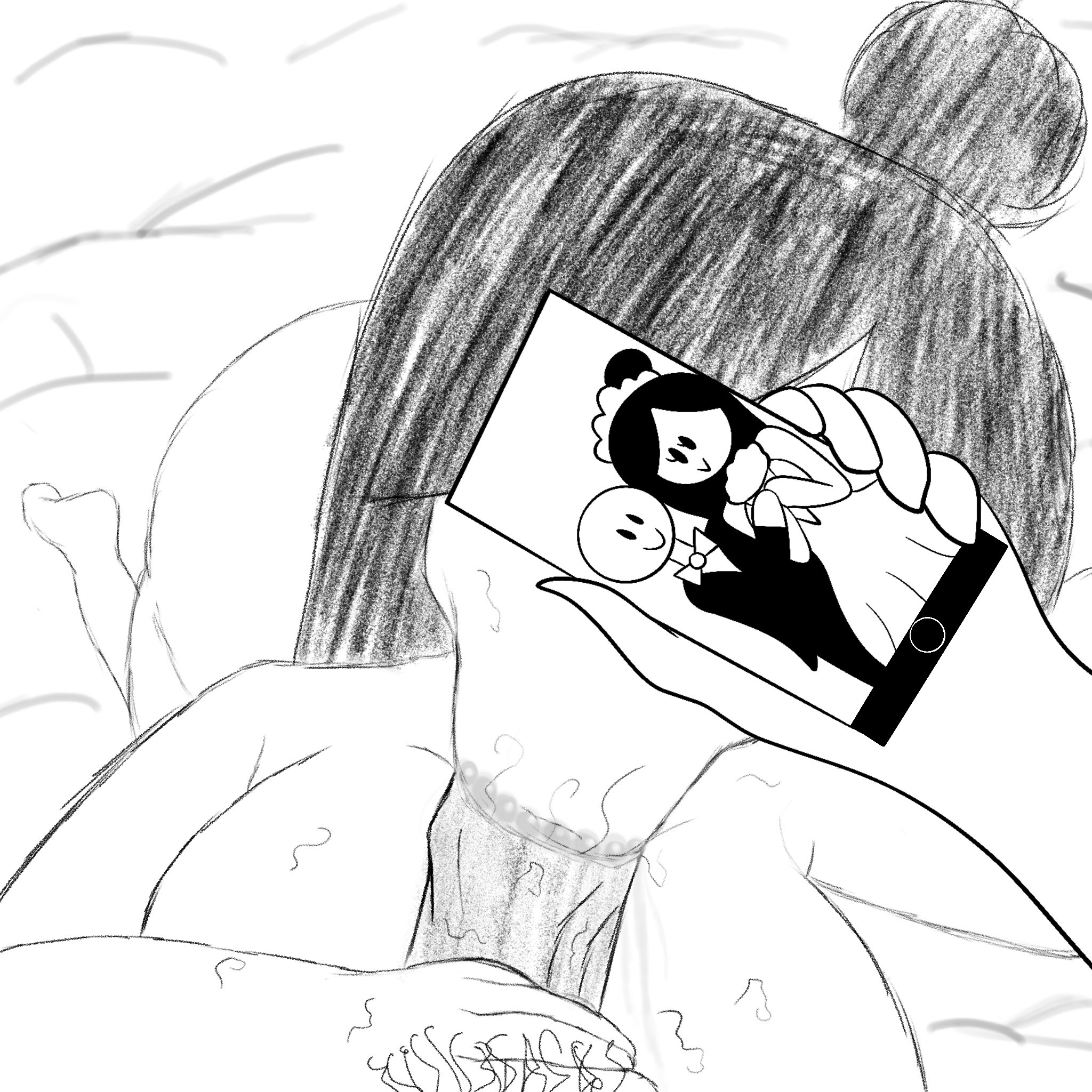 :>=, 1boy, 1girls, black hair, blowjob, breasts, cheating, cheating on wedding day, cheating wife, cock, covering eyes, curvydoodles, fellatio, female, hair bun, male, netorare, penis, penis in mouth, phone covering face, pov, pubes in mouth, pubes on breast, pubes on face, pubic hair in mouth, pubic hair on breasts, pubic hair on face, saliva, saliva on penis, sketch, stickfigure, stickman, stray pubes, stray pubic hair, wedding photo, wedding ring, wedding veil, wife