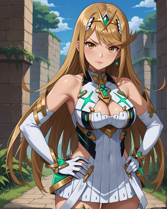 1girls ai_generated blonde_female blonde_hair blush breasts clothing curious dress earrings gloves hairband large_breasts light-skinned_female light_skin looking_at_viewer mythra mythra_(xenoblade) necklace outdoors siahken tagme xenoblade_(series) xenoblade_chronicles_2 yellow_eyes