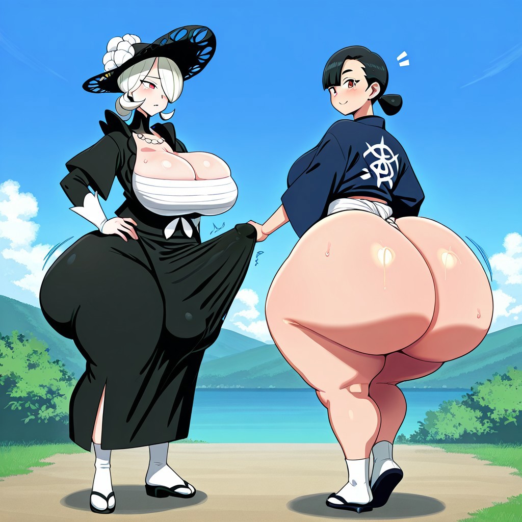 1futa 1girls ai_generated ass ass big_ass big_breasts big_butt breasts cogita_(pokemon) erection erection_under_clothes erection_under_loincloth fundoshi fundoshi_futanari fundoshilover101 futanari game_freak happi_(clothing) huge_ass huge_breasts huge_butt loincloth nintendo pokemon sarashi tabi_socks yamathegod_(style)