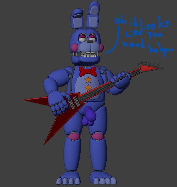 3d accurate_art_style blender bonnie bonnie_(fnaf) exposed_penis five_nights_at_freddy's focus freddy_fazbear's_pizzeria_simulator guitar holding_guitar horny horny_male looking_at_viewer penis rockstar_bonnie sagging_balls scottgames solo tagme