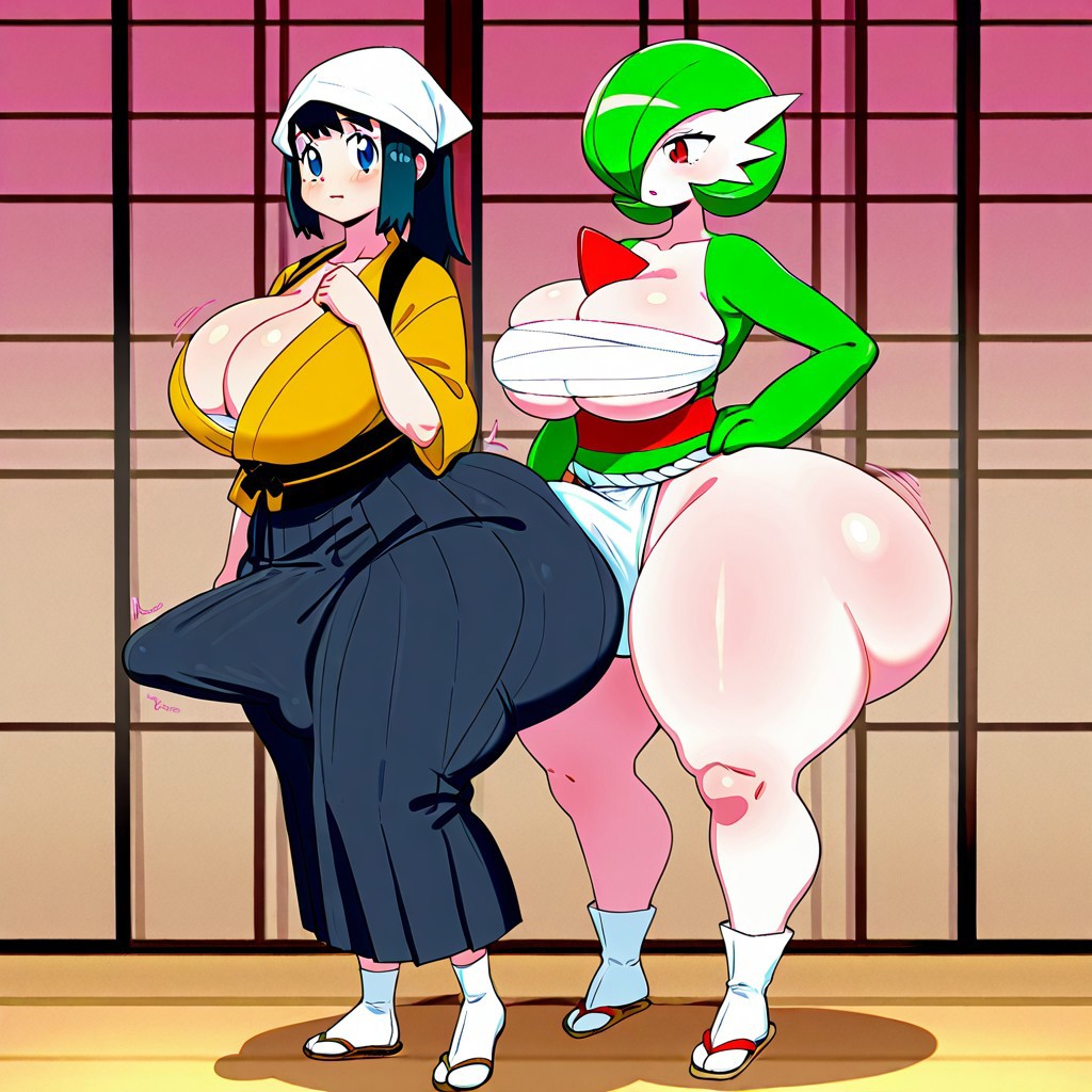 2futas ai_generated akari_(pokemon) ass ass assjob big_ass big_breasts big_butt breasts buttjob erection erection_under_clothes erection_under_loincloth fundoshi fundoshi_futanari fundoshilover101 futanari game_freak gardevoir happi_(clothing) huge_ass huge_breasts huge_butt loincloth nintendo penis_on_ass pokemon sarashi tabi_socks yamathegod_(style)