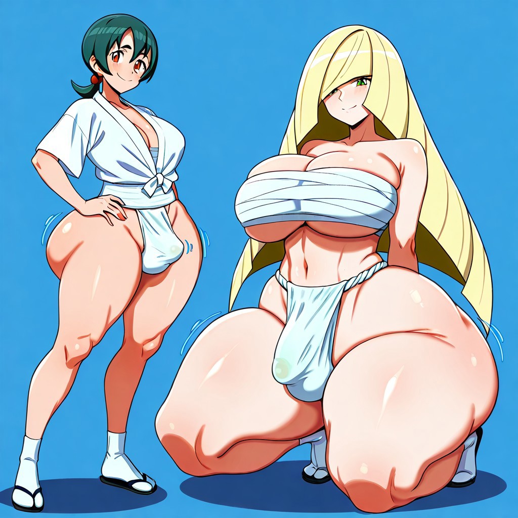 2futas ai_generated ass ass big_ass big_breasts big_butt breasts bulge fundoshi fundoshi_futanari fundoshilover101 futanari game_freak happi_(clothing) huge_ass huge_breasts huge_butt loincloth lusamine_(pokemon) nintendo pokemon sarashi tabi_socks yamathegod_(style)