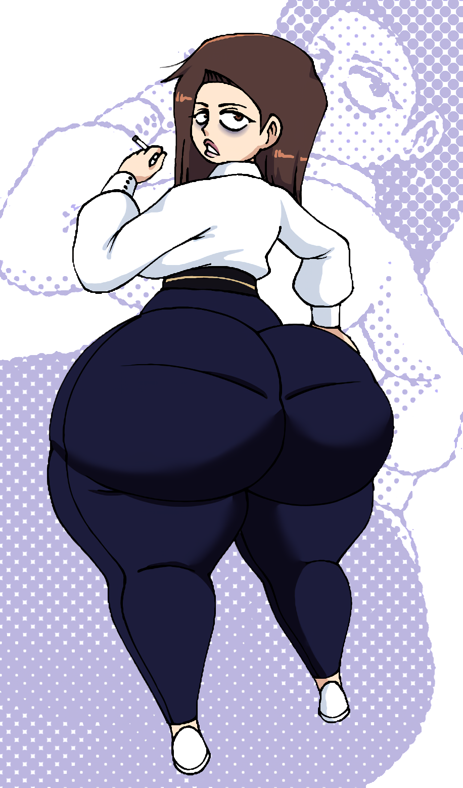 cigarette eyebags holding_cigarette huge_ass jujutsu_kaisen shoko_ieiri smib tagme thick_thighs thicker_than_a_bowl_of_oatmeal wide_hips