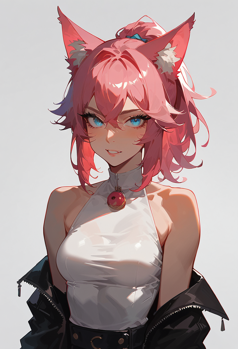 ai_generated cat_ears choker female jacket pink_hair self_upload