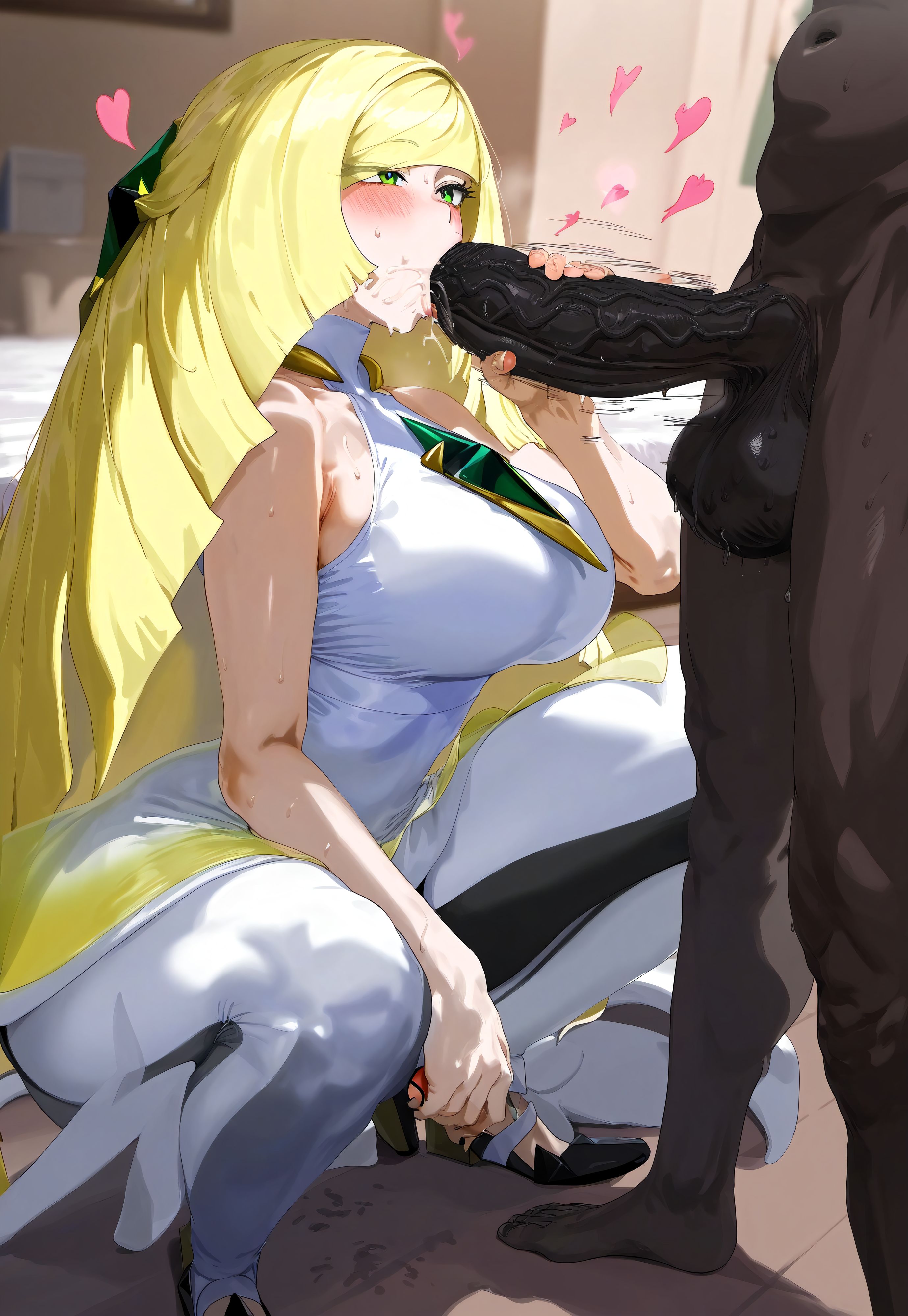 ai generated, big breasts, blonde hair, breasts, female, gintoai, lusamine (pokemon), milf, pokemon