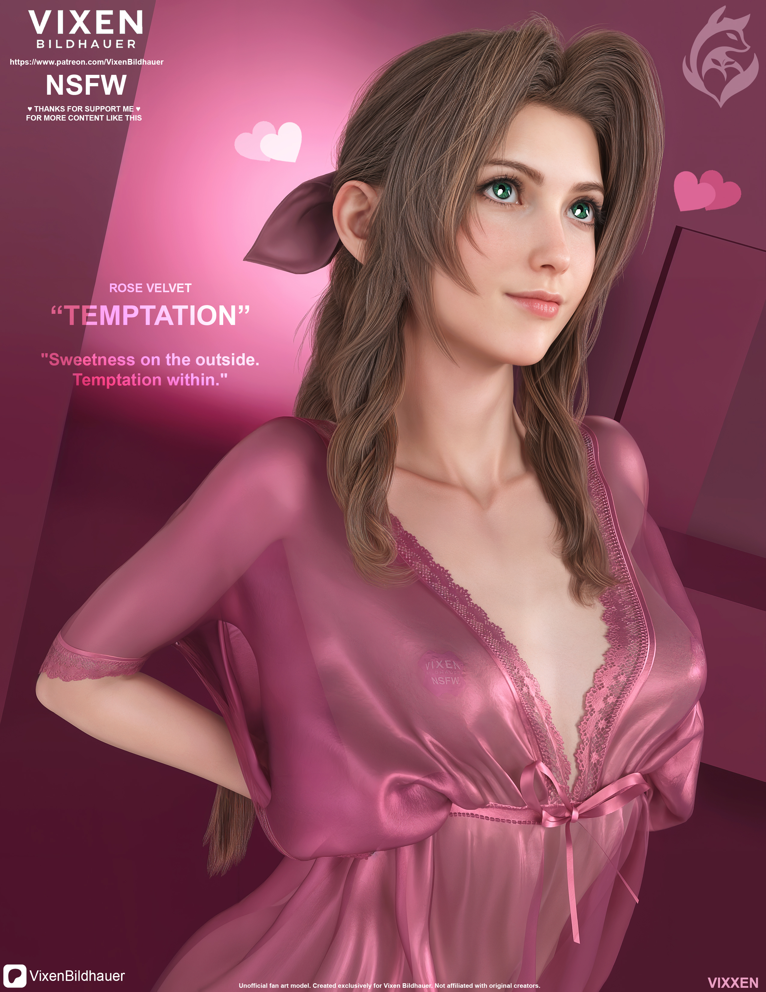 aerith gainsborough, aerith gainsborough (floral delight), aerith gainsborough (pink mermaid), bathrobe, blonde female, blonde hair, breasts, cute, cute face, female, final fantasy, final fantasy vii, final fantasy vii rebirth, final fantasy vii remake, gown, green eyes, petite, petite body, petite breasts, petite female, petite tits, pink nipples, pink panties, pink skin, rope, small breasts, teenage female, vixen bildhauer