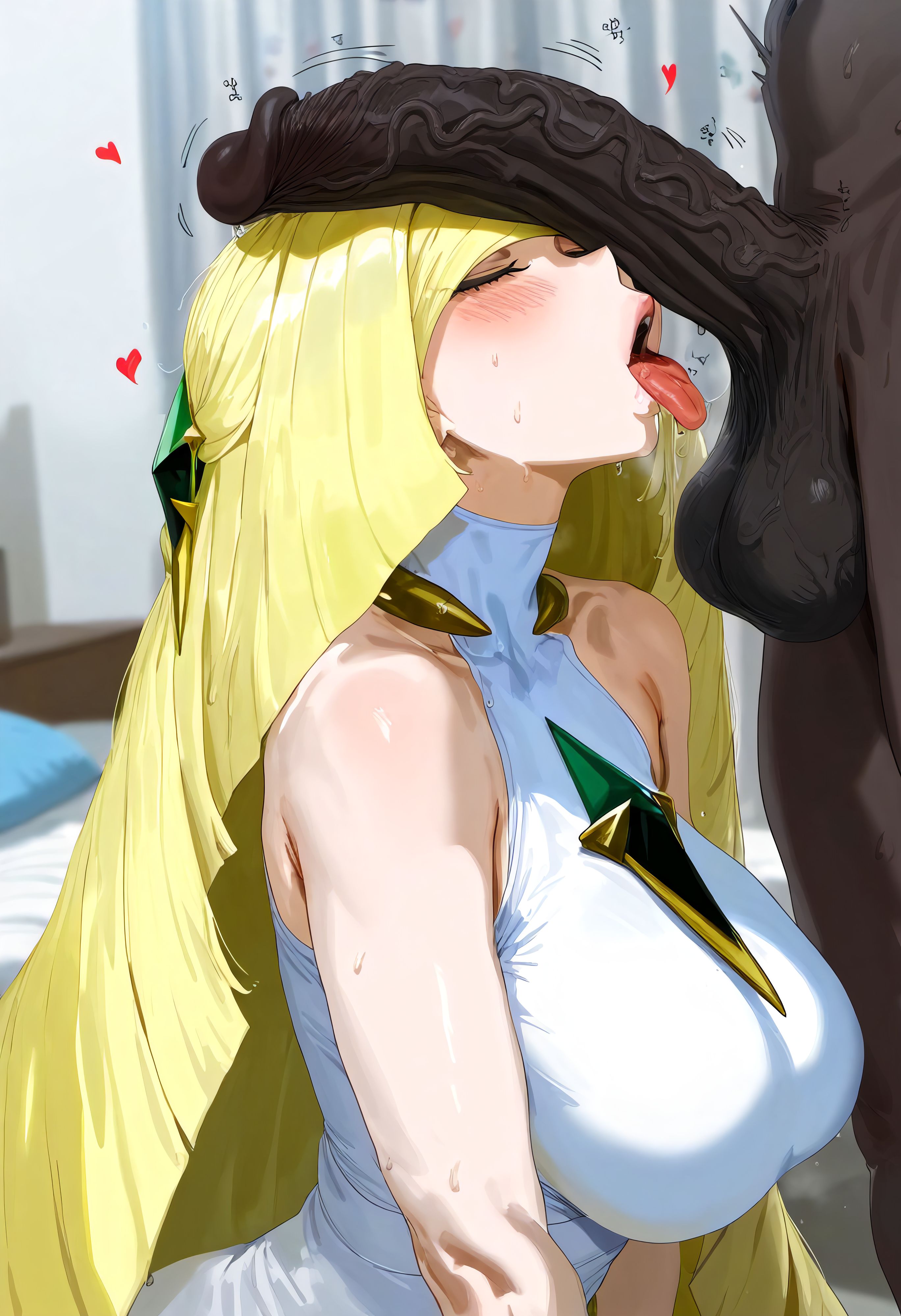 ai generated, big breasts, blonde hair, breasts, female, gintoai, lusamine (pokemon), milf, pokemon