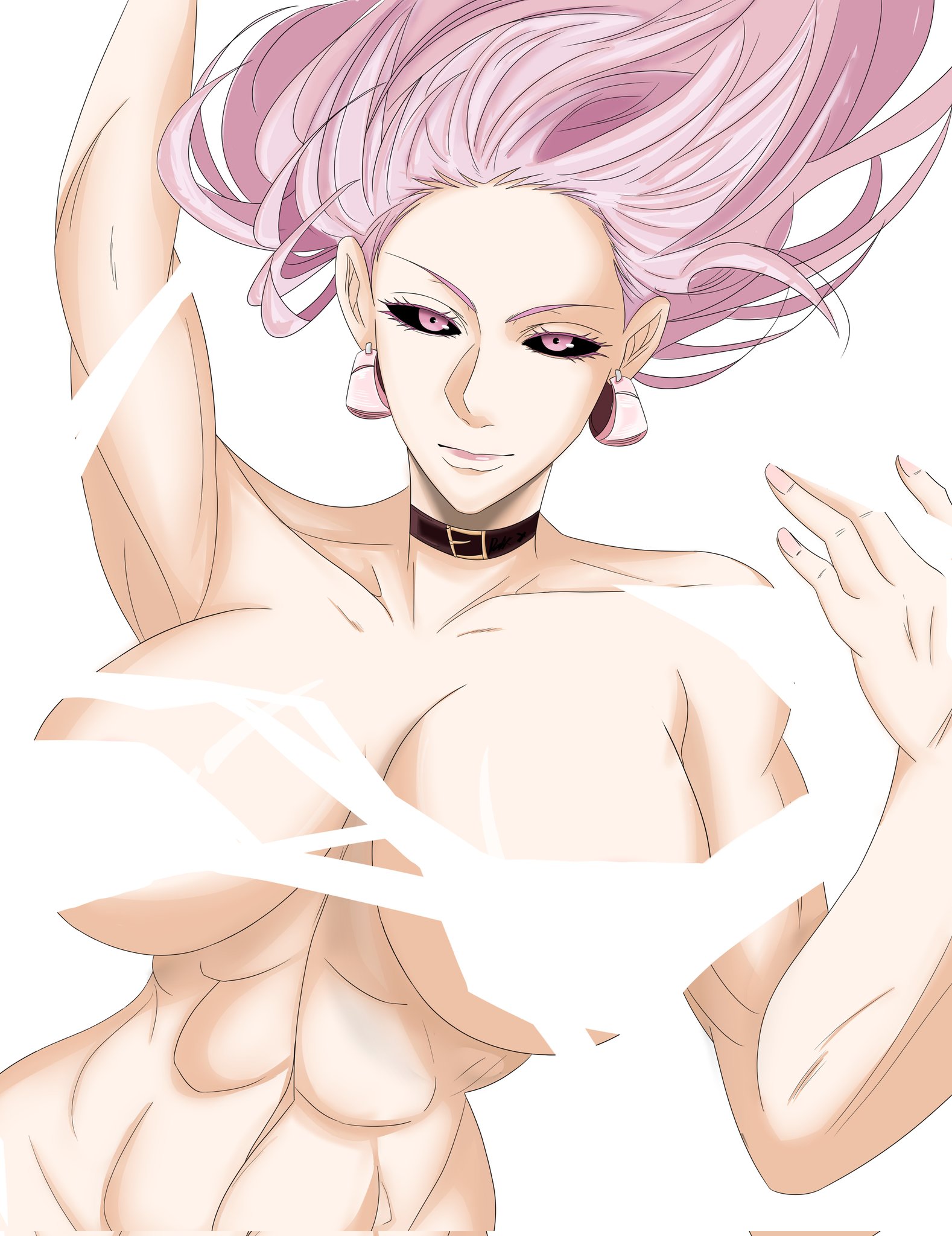 1girls, abs, big breasts, darkmonday21, female, female only, huge breasts, jujutsu kaisen, looking at viewer, simple background, solo, tagme, tagme (artist), uro takako