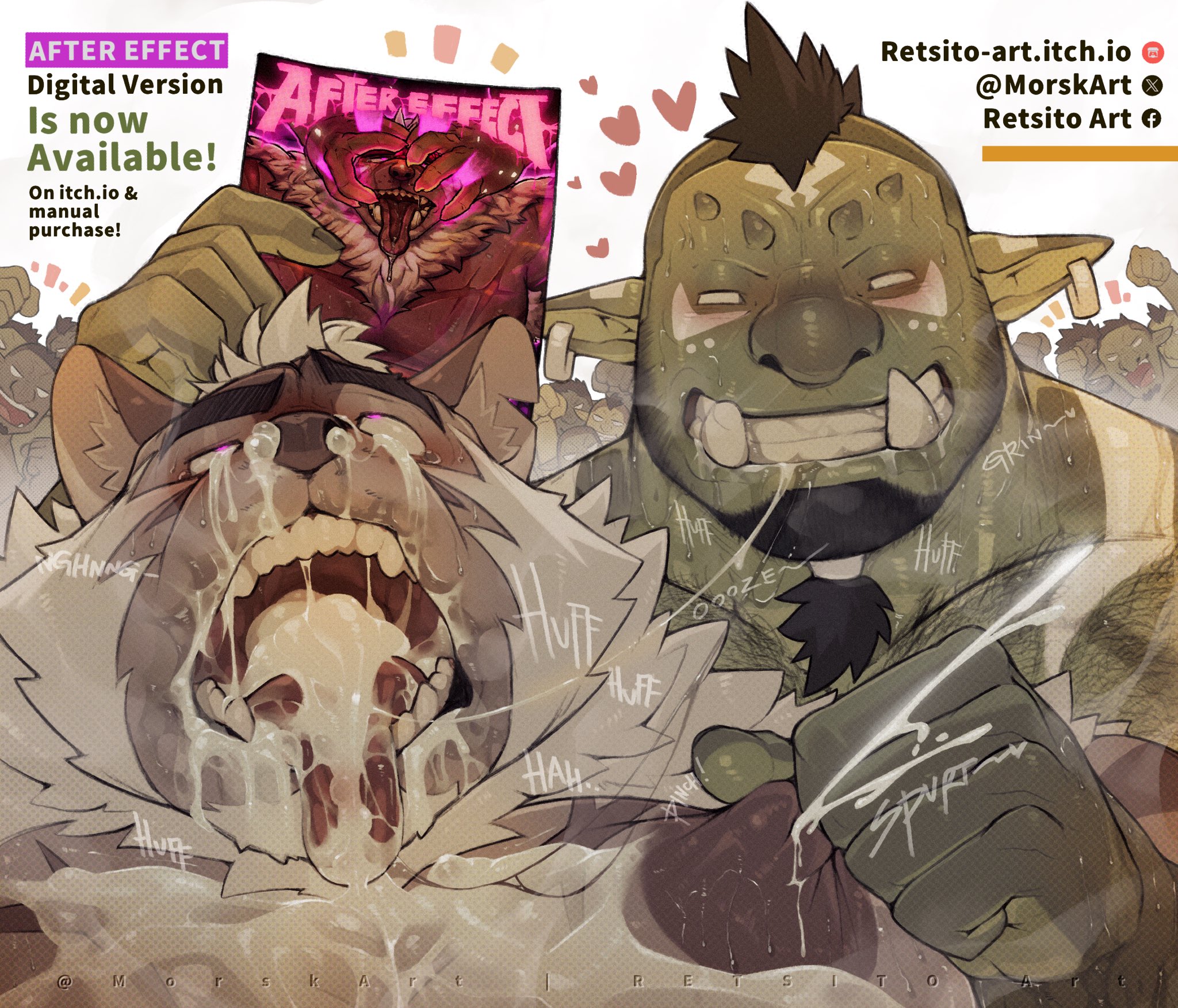 2boys, abs, after anal, after fellatio, after sex, animal ears, anthro, bara, crowd, cum, cum from mouth, cum from nose, cum in mouth, cum inside, defeat, defeat sex, defeated, dilf, erect nipples, excessive cum, fucked senseless, fucked silly, fur, furry, gay, gay sex, green body, green skin, hair grab, hypergryph, interspecies, lactating, lactating nipples, lactation, male, male only, male rape victim, mammal, mors k, muscular, muscular male, mythology, nipple pinch, nipples, orc, orc male, pecs, public, public nudity, rough sex, tiger, yaoi