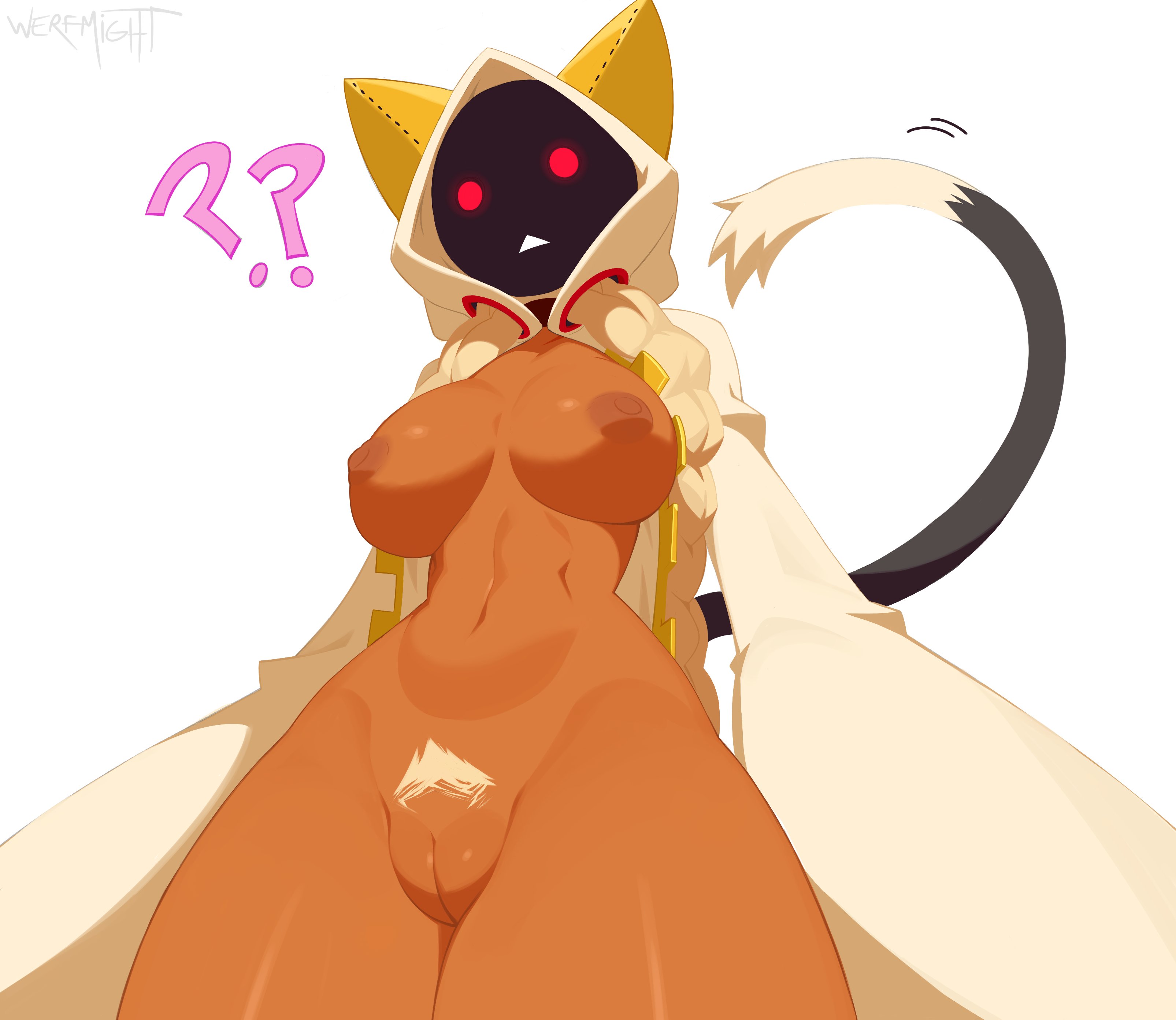 1girls, blazblue, breasts, cat girl, catgirl, fecharis, female, kaka (blazblue), mask, masked, masked female, nipples, pubic hair, pussy, taokaka, werfmight