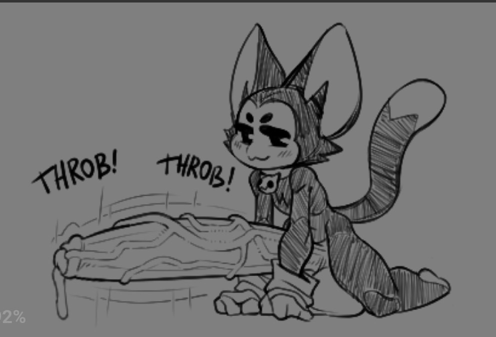 anthro, balls, ballsack, big penis, brawl stars, cock, collar, collar bell, cum, cum leaking, cum leaking out of penis, dick, eyebrows, feline, feline ears, feline humanoid, feline tail, genitals, gloves, huge balls, huge cock, huge testicles, hyper penis, kit (brawl stars), long penis, male, male only, on knees, onomatopoeia, penis, precum, slim, slim anthro, slim male, slim waist, smug, smug face, smug grin, smug smile, solo anthro, solo male, starreuges, testicles, veins, veiny, veiny penis