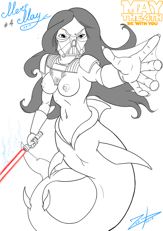 breasts female lightsaber looking_at_viewer marine merfolk nipples pussy solo star_wars technology webbed_hands zoobastik