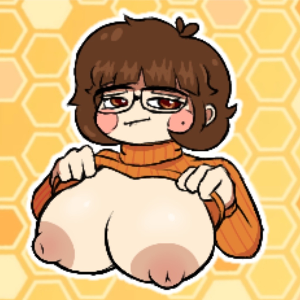 1girls, 2026, 2d, 2d (artwork), big breasts, bizabizow, blush, breasts, brown hair, female, flashing, flashing breasts, glasses, looking at viewer, real person, shirt lift, shirt up, short hair, transfem, youtube, youtuber