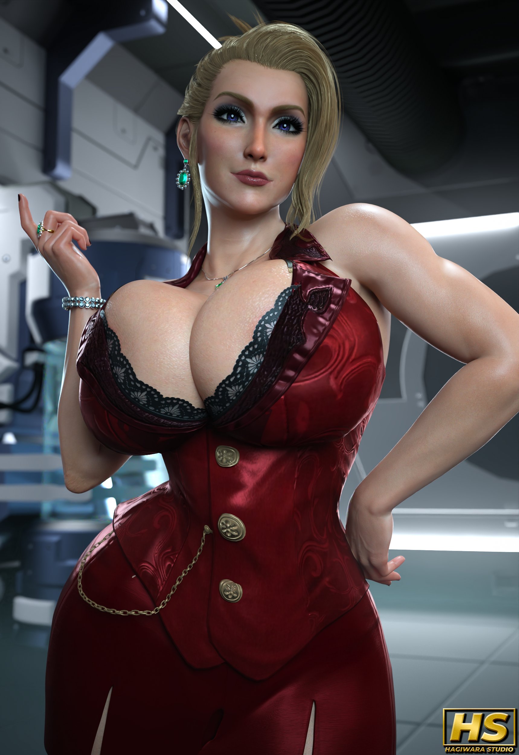 1girls, 3d, ass, big ass, big breasts, blonde female, blonde hair, blonde-haired female, breasts, female, female focus, female only, final fantasy, final fantasy vii, final fantasy vii remake, hagiwara studio, large boobs, large breasts, light skin, light-skinned female, looking at viewer, mature, mature female, milf, scarlet (ffvii), solo, solo female, solo focus