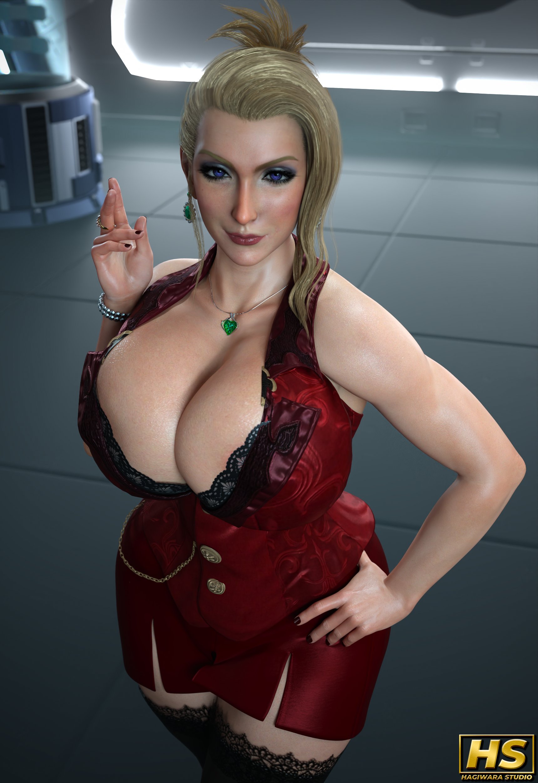 1girls, 3d, ass, big ass, big breasts, blonde female, blonde hair, blonde-haired female, breasts, female, female focus, female only, final fantasy, final fantasy vii, final fantasy vii remake, hagiwara studio, large boobs, large breasts, light skin, light-skinned female, looking at viewer, mature, mature female, milf, scarlet (ffvii), solo, solo female, solo focus