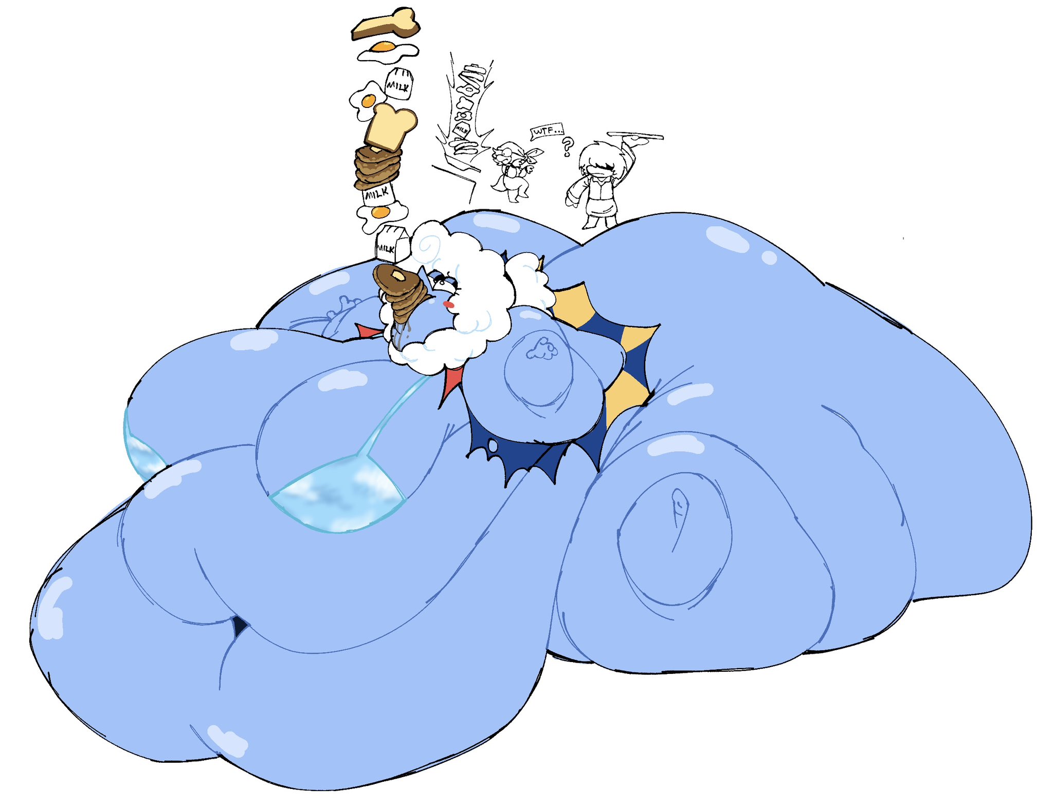 blob, blue body, bra, deltarune, deltarune chapter 3, denyofatporn4k, elnina (deltarune), fat, fat ass, fat belly, fat fetish, female, food fetish, food play, huge belly, kris (deltarune), morbidly obese, morbidly obese female, obese, obese female, overweight, overweight female, semi nude, susie (deltarune), weight gain, white hair
