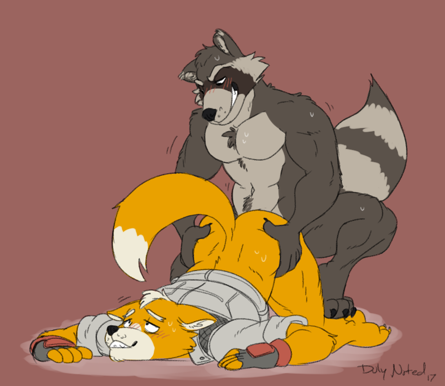 2boys anal anal_sex anthro canine duly_noted duo fox fox_mccloud gay guardians_of_the_galaxy male male_only mammal marvel nintendo nude partially_clothed penetration raccoon rocket_raccoon star_fox video_games yaoi