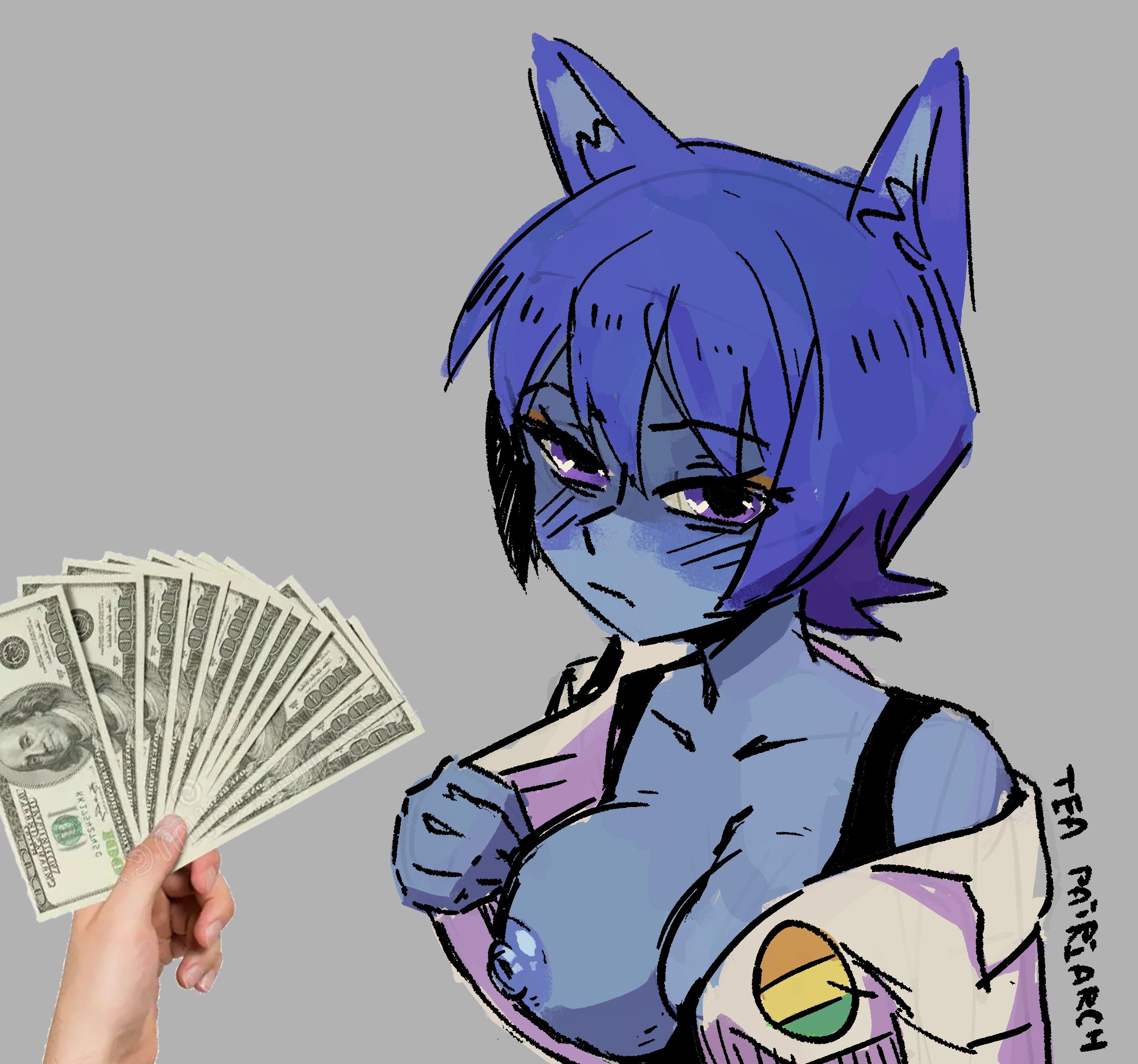 big breasts, blue body, blue fur, blush, breasts, cartoon network, clothed, clothing, digital media (artwork), domestic cat, felid, feline, felis, female, fur, hair, hi res, humanoid, mammal, mature female, milf, mother, nicole watterson, nipples, simple background, solo, tea patriarch, the amazing world of gumball