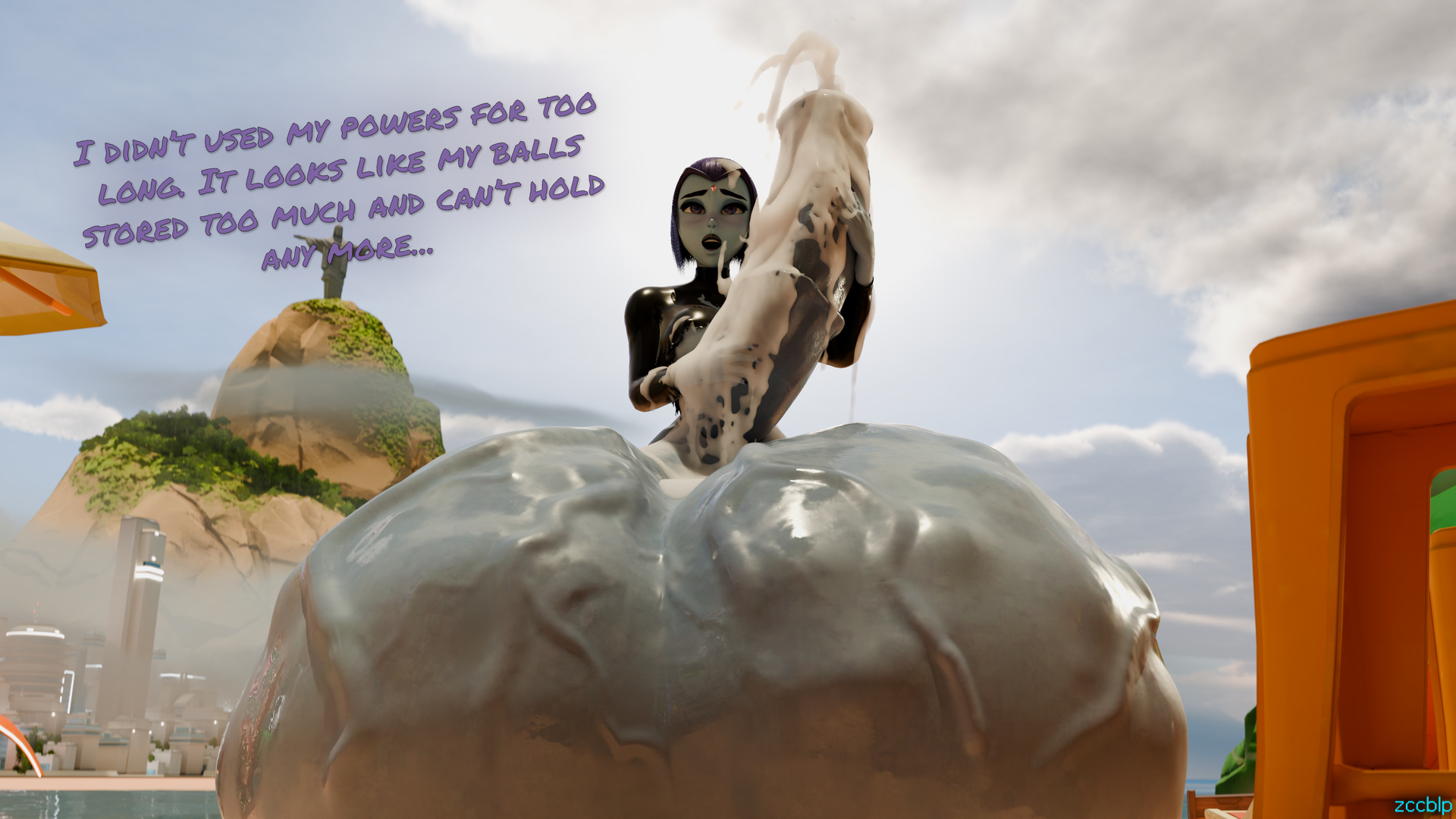 1futa, 3d, balls, balls expansion, balls growth, balls growth (enlargement), beach, blender, breasts, cum, dc, dc comics, ejaculation, excessive cum, futa only, futanari, genital expansion, genital growth, genital growth (enlargement), gigantic balls, gigantic penis, gigantic testicles, grey skin, horsecock, huge balls, huge penis, huge testicles, intersex, large breasts, oversized balls, penis, penis expansion, penis growth, penis growth (enlargement), purple eyes, purple hair, raven (dc), short hair, solo, starfire, teen titans, testicles, text, tight clothing, torn clothes, veiny balls, veiny penis, veiny testicles, zccblp