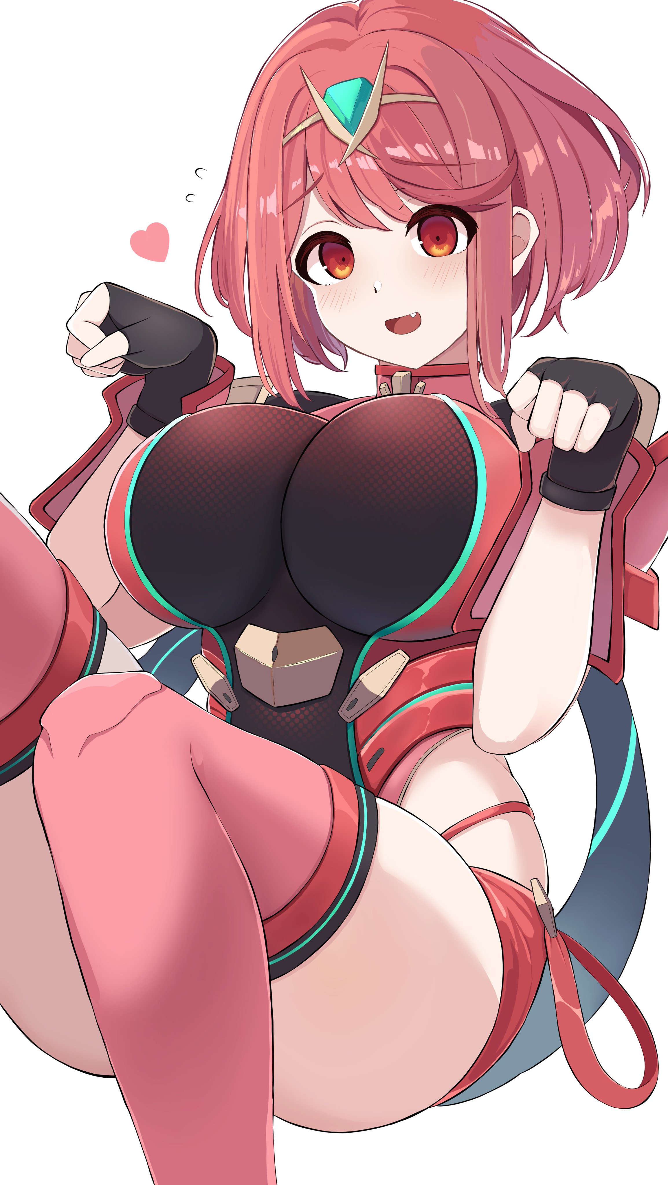 1girls, absurdres, breasts, cute, female, female only, highres, kocha (jgug7553), large breasts, pyra, pyra (xenoblade), red eyes, red hair, solo, xenoblade chronicles (series), xenoblade chronicles 2