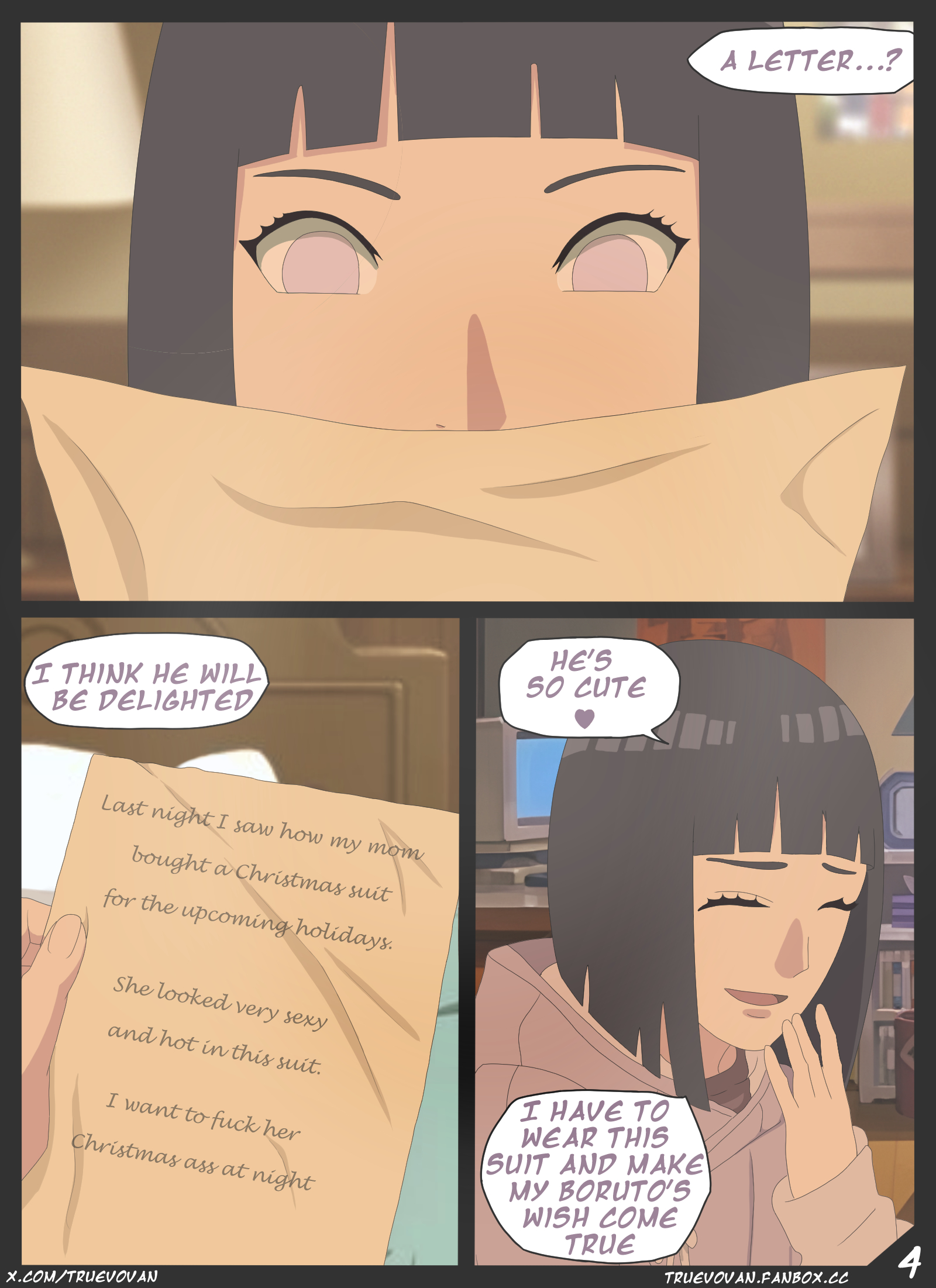 accurate art style, black hair, boruto: naruto next generations, female, hyuuga hinata, indoors, milf, mother, naruto, naruto (series), paper, reading, room, short hair, smile, truevovan, uzumaki boruto, uzumaki hinata