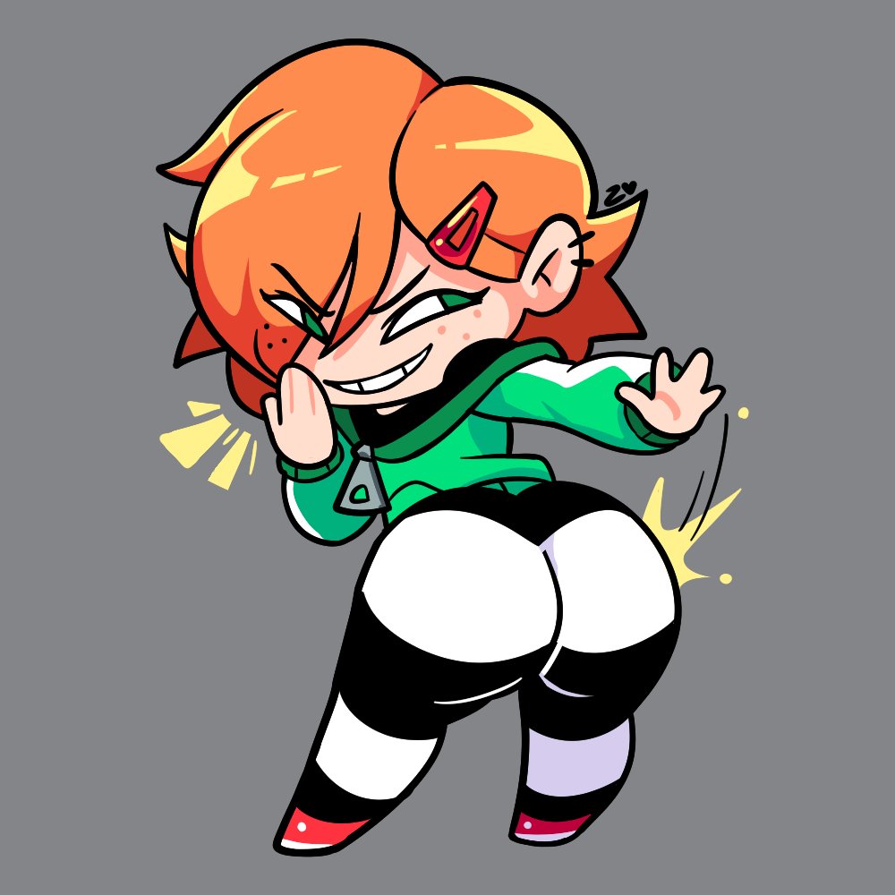 1girls annie_(zepiereite) ass_focus ass_slap big_ass big_butt bubble_ass bubble_butt cocky cocky_smile devious_grin fat_ass female grabbing_own_ass orange_hair slapping_ass slapping_butt solo solo_female solo_focus tagme touching_self zepiereite