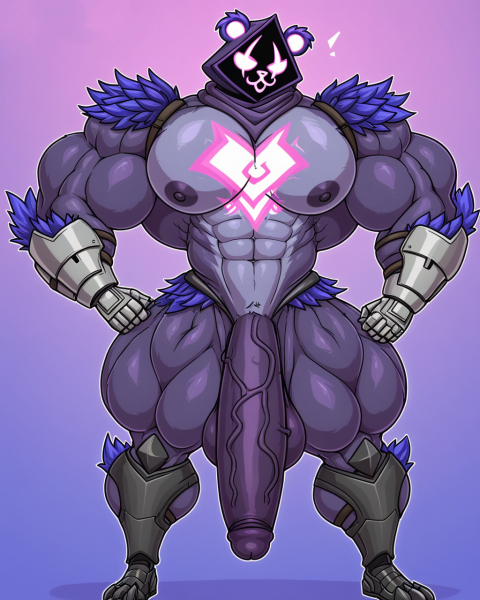 ai_generated anthro anthro_only big_balls fortnite hands_on_hips hyper_muscles hyper_penis looking_at_viewer male male_only muscular nipples raven_team_leader raven_team_leader_(fortnite) solo tagme thick_thighs veiny_penis