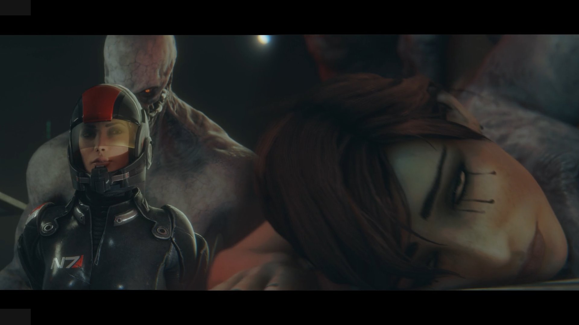 1girls, 3d, 3d (artwork), crossover, female, female focus, femshep, instant loss, male, mass effect, monster, monster male, monster on female, monster rape, regenerador, resident evil, resident evil 4, resident evil 4 remake, shepherd, xomus