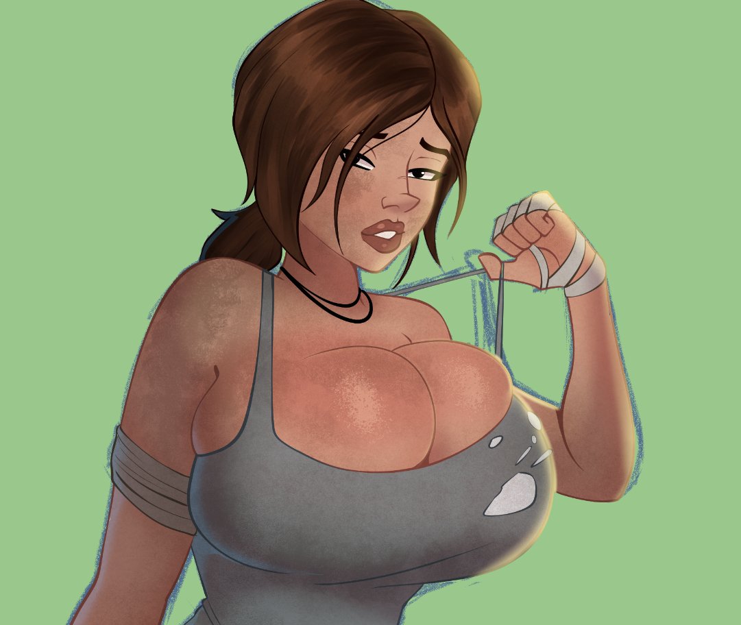 1girls, big breasts, breasts, brown hair, cleavage, dirt, dirty, female, female only, huge breasts, kingdong98, lara croft, lara croft (survivor), solo, tomb raider, tomb raider (survivor)