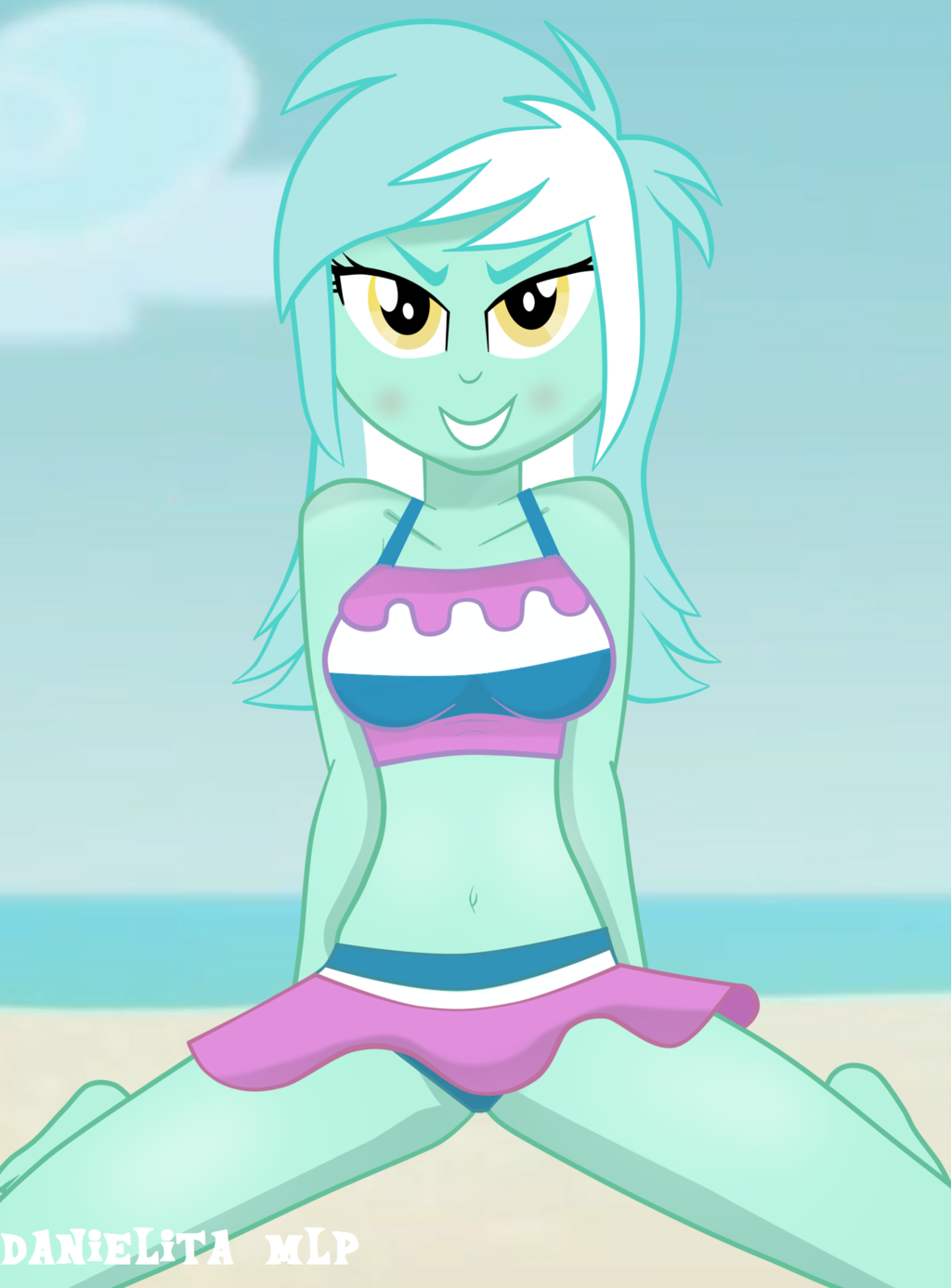 artist_name beach blush danielitamlp_(artist) equestria_girls female female_only hasbro lyra_heartstrings_(eg) lyra_heartstrings_(mlp) my_little_pony smile solo solo_female swimsuit