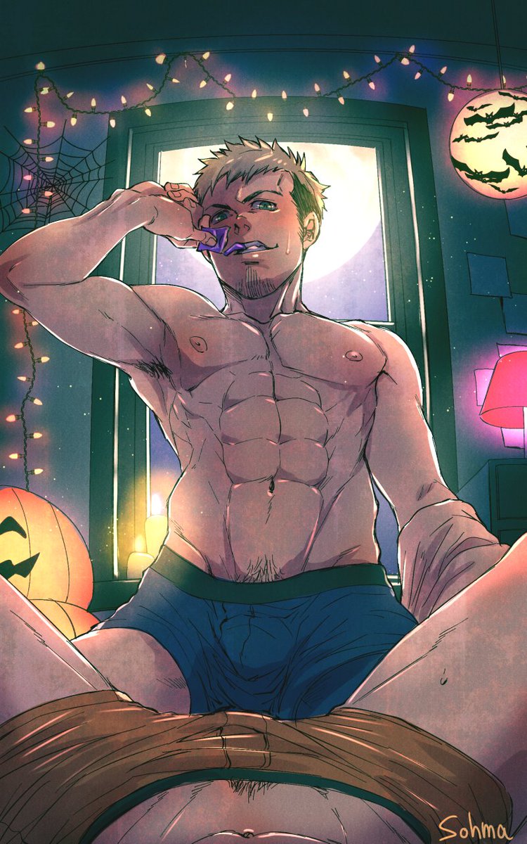 2boys abs condom halloween imminent_sex looking_at_viewer male male_only multiple_boys naughty_face nipples pov sohma topless underwear undressing yaoi