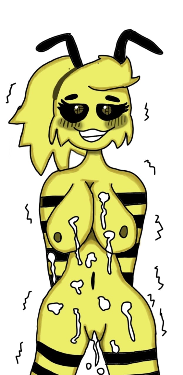 bee_girl bweswees_bizznip colorbox_(mustard) cum eyelashes incredibox incredibox_mod insect_girl naked_female slim_girl white_background yellow_hair yellow_skin