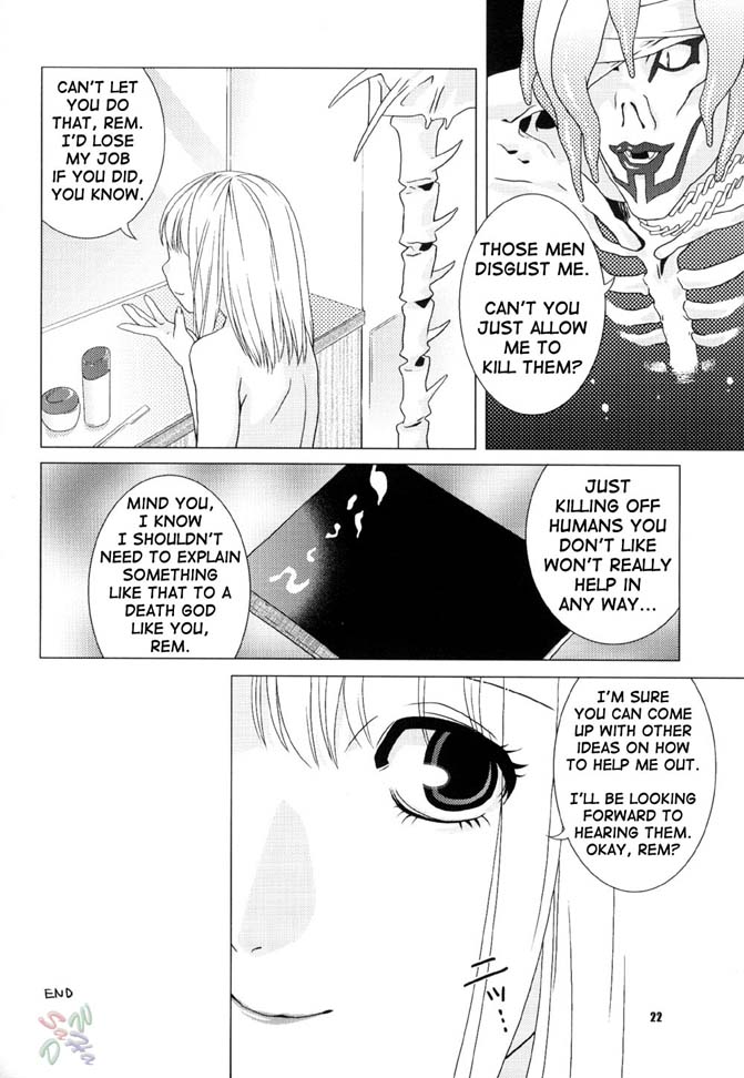 comic death_note dialogue english_text female human misa_amane monochrome rem_(death_note) tagme text