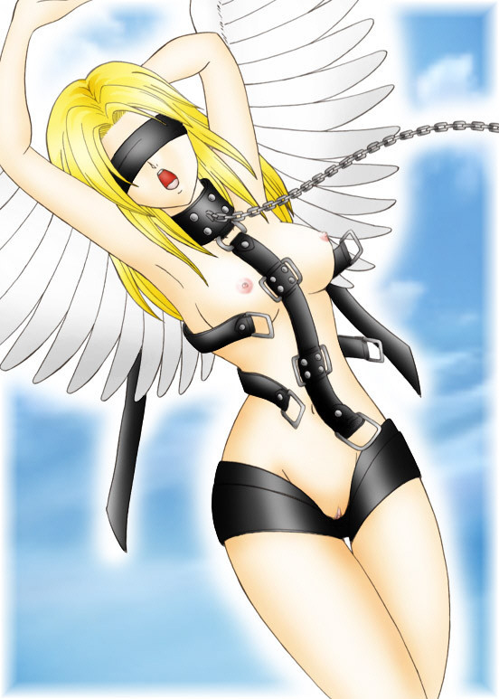 angel angel_(megami_tensei) atlus blindfold breasts chain collar color female female_only megami_tensei solo tagme