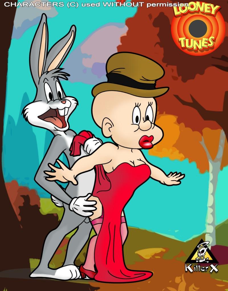 anal anthro bald bugs_bunny day drag dress dress_lift elmer_fudd from_behind_position fur furry human killerx lipstick looney_tunes male mammal outdoors rabbit red_dress sex sissy smooth_skin yaoi