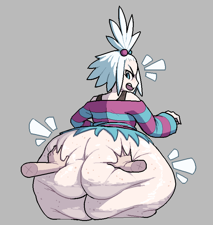 1girls, ass, ass grab, fat ass, female, maniacalfork, pokemon, pokemon bw, pokemon bw2, roxie (pokemon), soft ass, thick thighs, white hair, wide hips