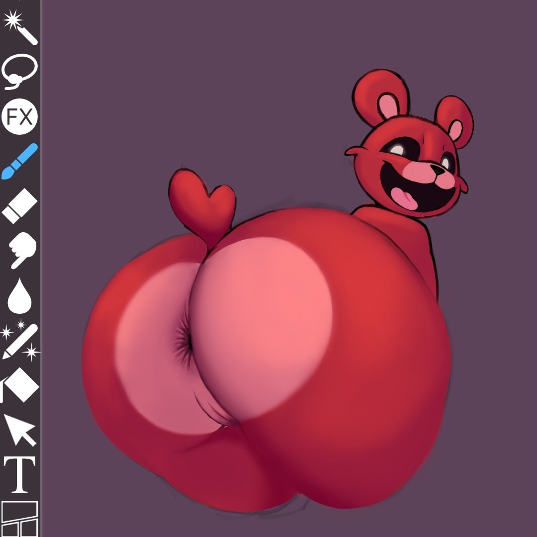 anthro, anthro on anthro, anthro only, bear, bobby bearhug, critters (poppy playtime), furry only, mrlittlesheep, no humans, pink belly, poppy playtime, poppy playtime (chapter 3), red body, red fur, red skin, sex, smiling critters, solo, tagme