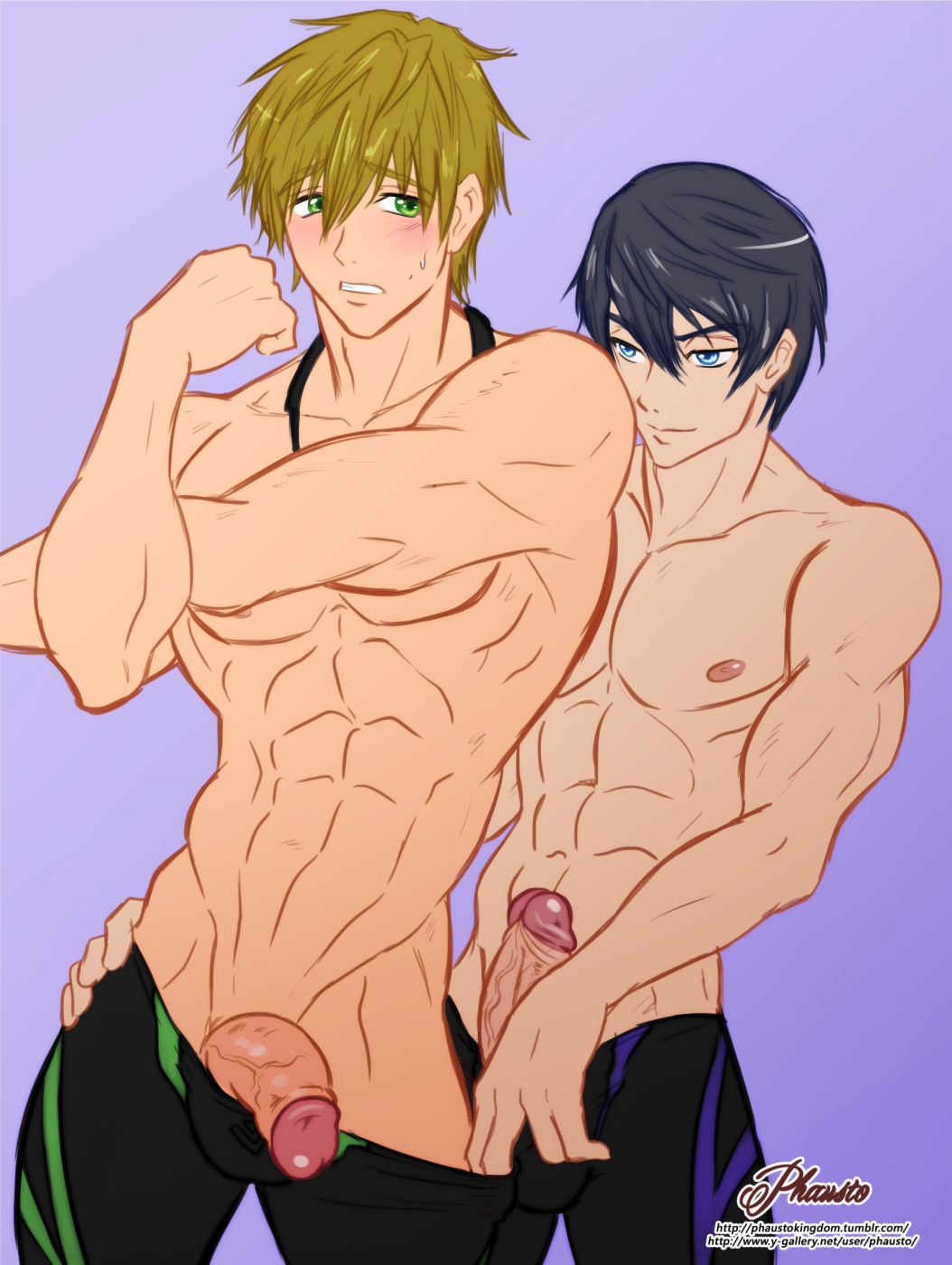 2boys abs erection free! gay goggles haruka_nanase makoto_tachibana male male/male male_only multiple_boys muscles muscular naughty_face penis phausto tagme topless undressing wet yaoi