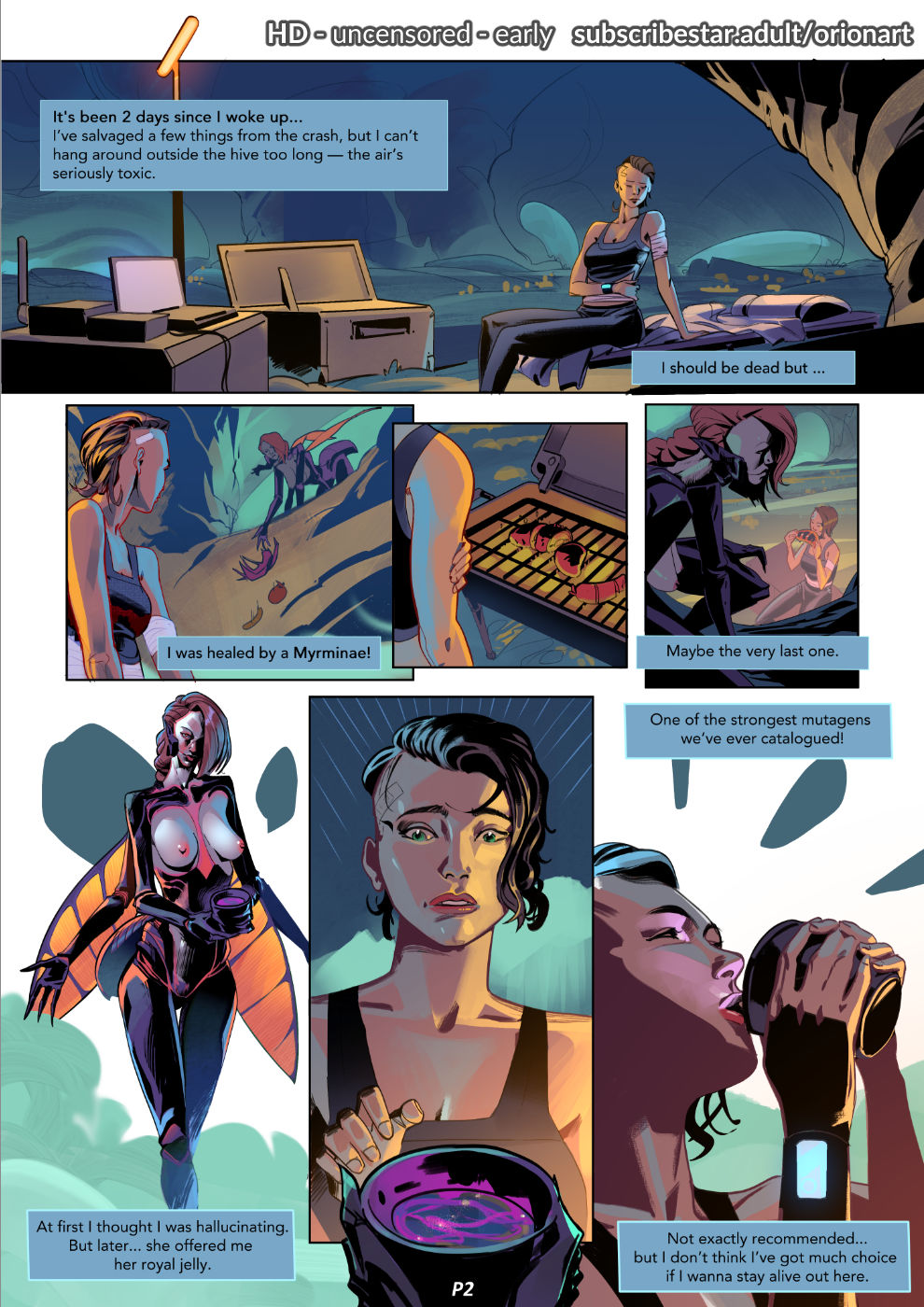 color, comic, corruption, english text, female, healing, interspecies, orionart, orionart1991, yuri