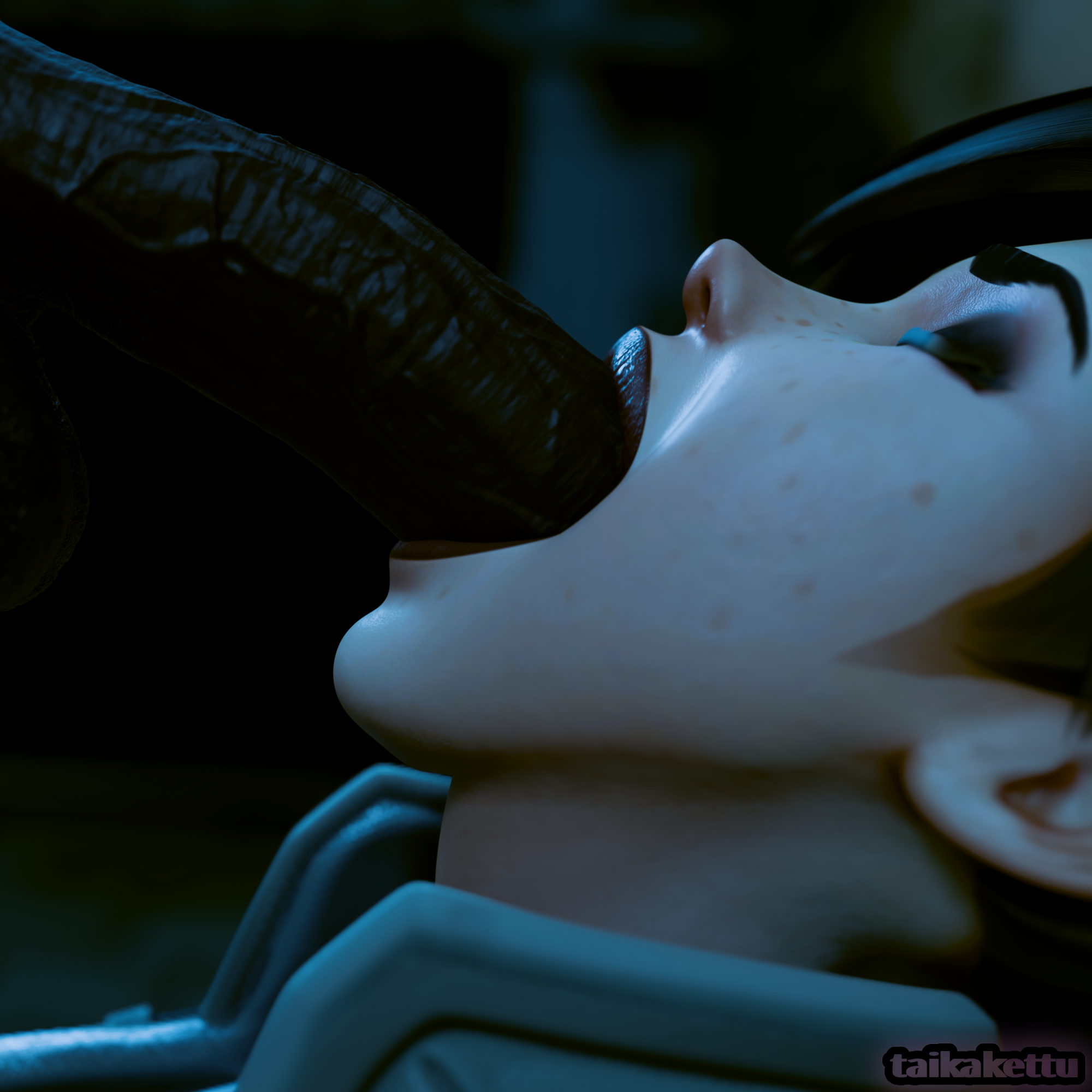 1boy, 1boy1girl, 1girls, 3d, blizzard entertainment, blowjob, closed eyes, clothed female, dark-skinned male, female, interracial, large penis, light-skinned female, male, night, on knees, oral sex, outdoors, overwatch, penis, short hair, taikakettu, tracer, twitter link, unseen male, unseen male face