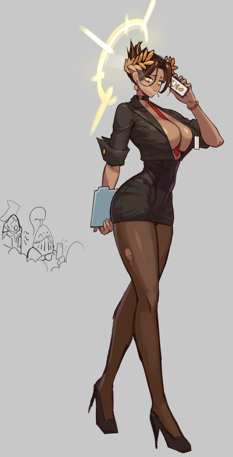 1girls, adeptus custodes, ass, business suit, business woman, ceo, curvaceous, curvaceous ass, curvaceous body, curvaceous female, curvaceous figure, curvaceous hips, curvaceous thighs, curvy, curvy body, curvy female, curvy figure, curvy hips, curvy thighs, female, female focus, genderswap, genderswap (mtf), god-emperor of mankind, imperium of man, necktie, necktie between breasts, podobrick, rule 63, simple background, sketch, slender, slender body, slender legs, slender waist, tagme, thick, thick hips, thick legs, torn pantyhose, waifu, warhammer (franchise), warhammer 40k