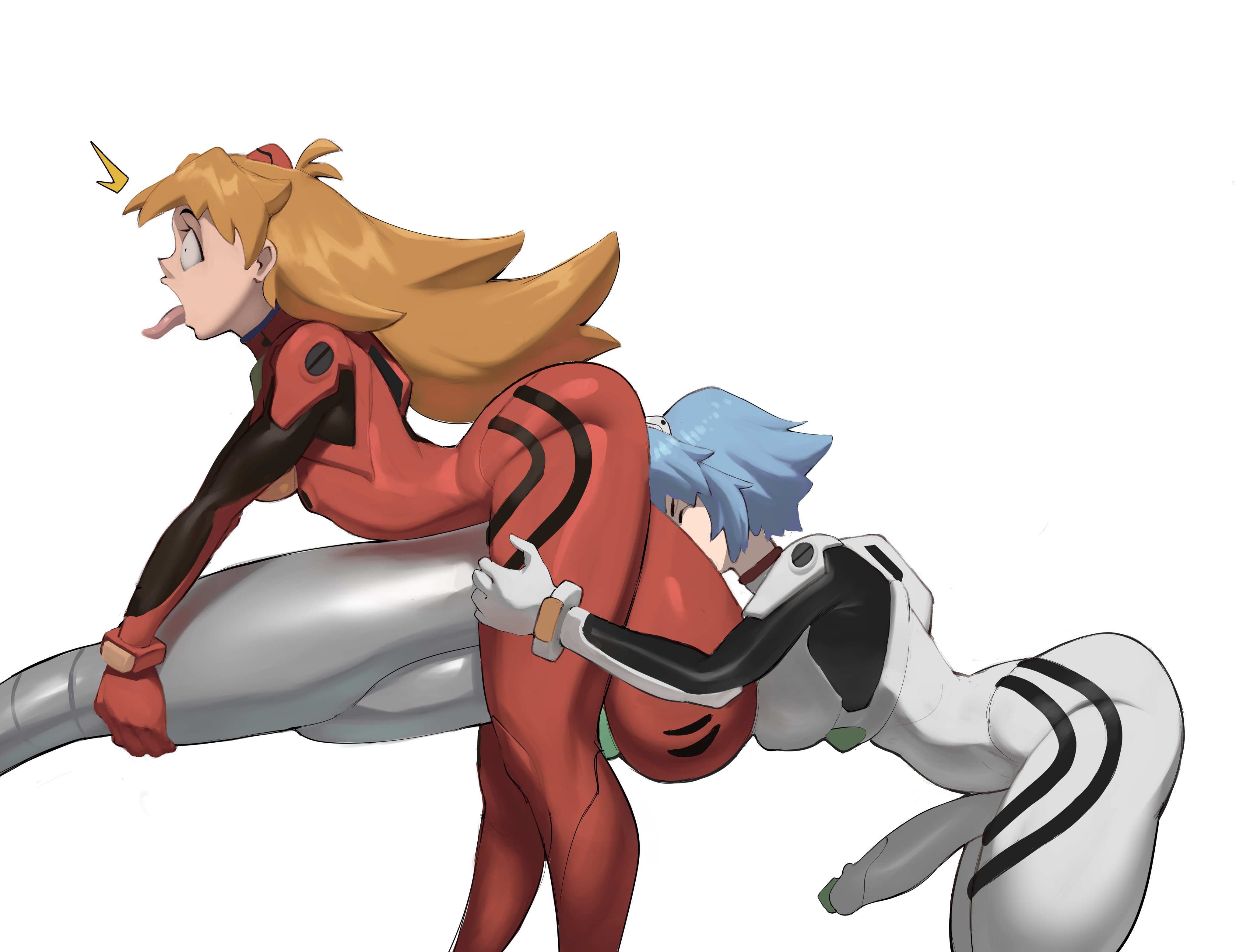 2futas, 2girls, accident, accidental circumstance, after expansion, aged up, arched back, ass, asuka langley sohryu, ayanami rei, balls, balls bigger than head, balls in face, balls on face, balls worship, bent over, big ass, big balls, big breasts, big penis, blue hair, bodysuit, breasts, breeding mount, breeding mount use, clothed, clothed futa, deep penetration, entry plug, erect nipples, erect penis, erection, eyes wide, face on balls, falling, female, futa on futa, futa only, futanari, gigantic balls, gloves, hands on thighs, headgear, huge balls, imminent sex, large ass, large balls, large penis, light skin, light-skinned futa, long hair, lumu, massive balls, narrow waist, neon genesis evangelion, nipple bulge, on knees, onahole, orange hair, penis, penis in sex toy, plugsuit, plugsuit (evangelion), red plugsuit, rei ayanami, sex toy, sex toy penetration, shocked, short hair, skintight, skintight bodysuit, slip, small breasts, souryuu asuka langley, standing, surprised, thick thighs, thighs, tongue out, urethral insertion, urethral plug, white background, white plugsuit, wide hips