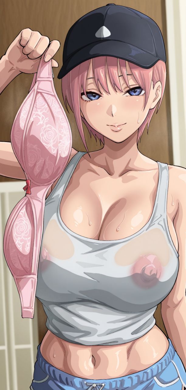 1girls ai_generated big_breasts bra curvy curvy_body curvy_female curvy_figure female female_only go-toubun_no_hanayome huge_breasts kyoru189 large_breasts light-skinned_female light_skin looking_at_viewer mature_female nakano_ichika nipple_bulge nipples seductive seductive_look shiny shiny_skin solo solo_female sweat sweaty tank_top