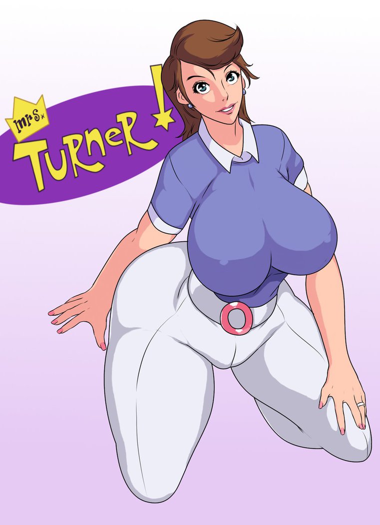 ass, belt buckle, blue eyes, breasts, brown hair, cameltoe, earrings, female, female only, huge ass, huge breasts, jay-marvel, medium hair, milf, mother, pussy, simple background, straight hair, the fairly oddparents, thick, thick thighs, timmy's mom, voluptuous, wedding ring, wide hips