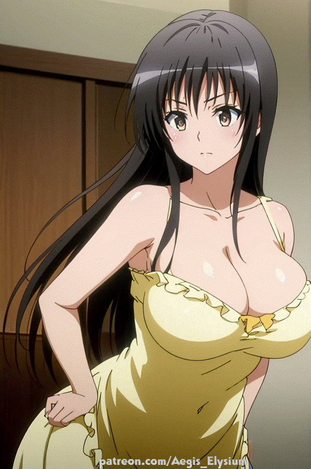 1girls aegis_elysium ai_art ai_generated black_hair blush blushing_at_viewer breasts brown_eyes cleavage clothing dress female_focus gem hair_ornament headpiece highres huge_breasts indoors jewelry kotegawa_yui large_breasts lingerie long_hair looking_at_viewer navel nightwear patreon patreon_username solo solo_focus thick_thighs thighs tiara to_love-ru to_love-ru_darkness to_love-ru_darkness_2nd tsundere twintails twintails_(hairstyle) very_long_hair yellow_dress