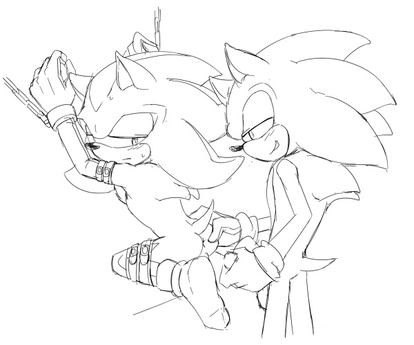 7624cq anthro anus ass balls bondage bound chains cuffs from_behind furry gay gay_domination hedgehog imminent_anal male maledom malesub mammal monochrome multiple_boys penis shadow_the_hedgehog sonadow sonic_(series) sonic_the_hedgehog wrist_cuffs