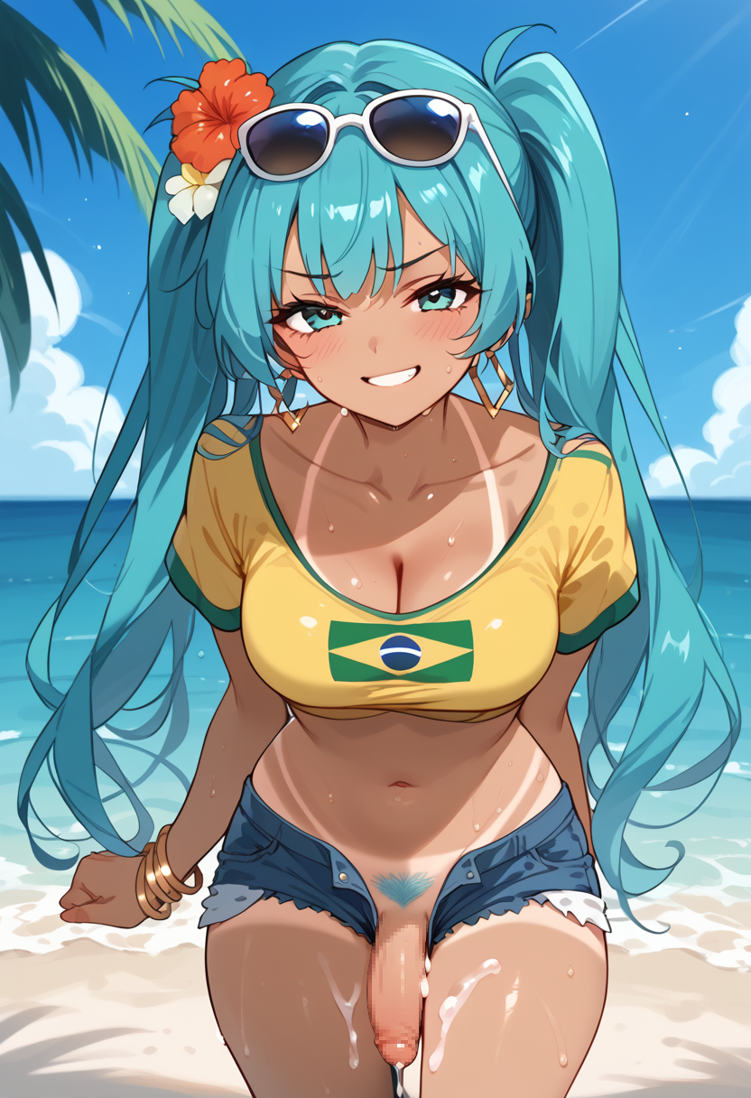 agren_soufer ai_generated beach brazilian_miku futanari hatsune_miku tagme vocaloid