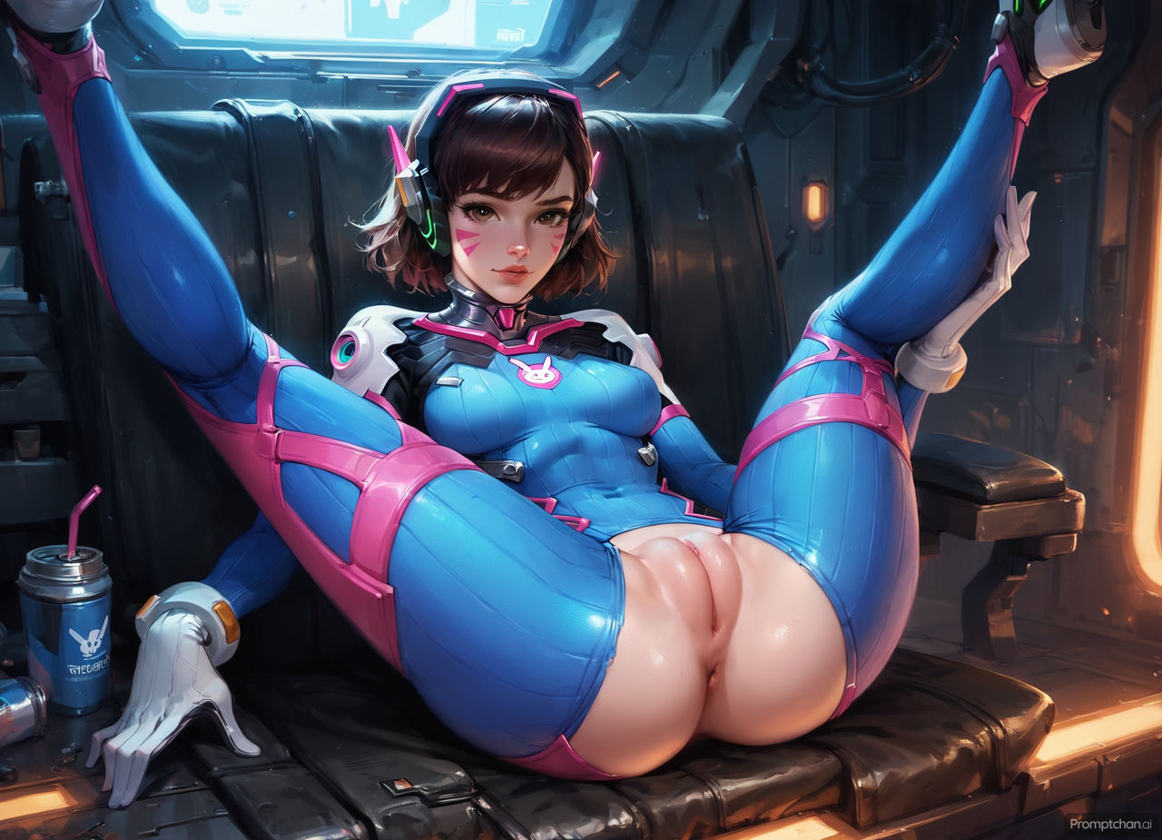 1girls ai_generated anus artist_name bodysuit brown_eyes_female brown_hair_female crotch_cutout d.va female_only gloves hairless_pussy headphones legs_up looking_at_viewer overwatch presenting_pussy promptchan.ai puffy_pussy pussy short_hair_female solo_female whisker_markings