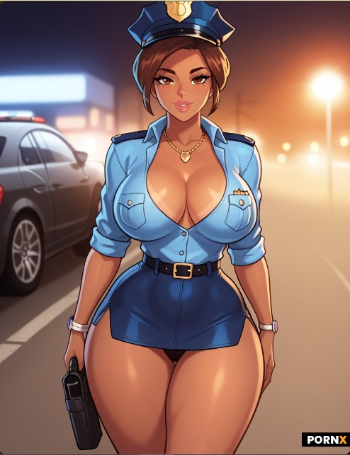 ai_generated big_ass big_breasts big_butt big_thighs cute cute_face female n_1611 police police_badge police_baton police_car police_hat police_officer police_uniform policewoman slut slutty_clothes thick_ass thick_thighs wide_hips