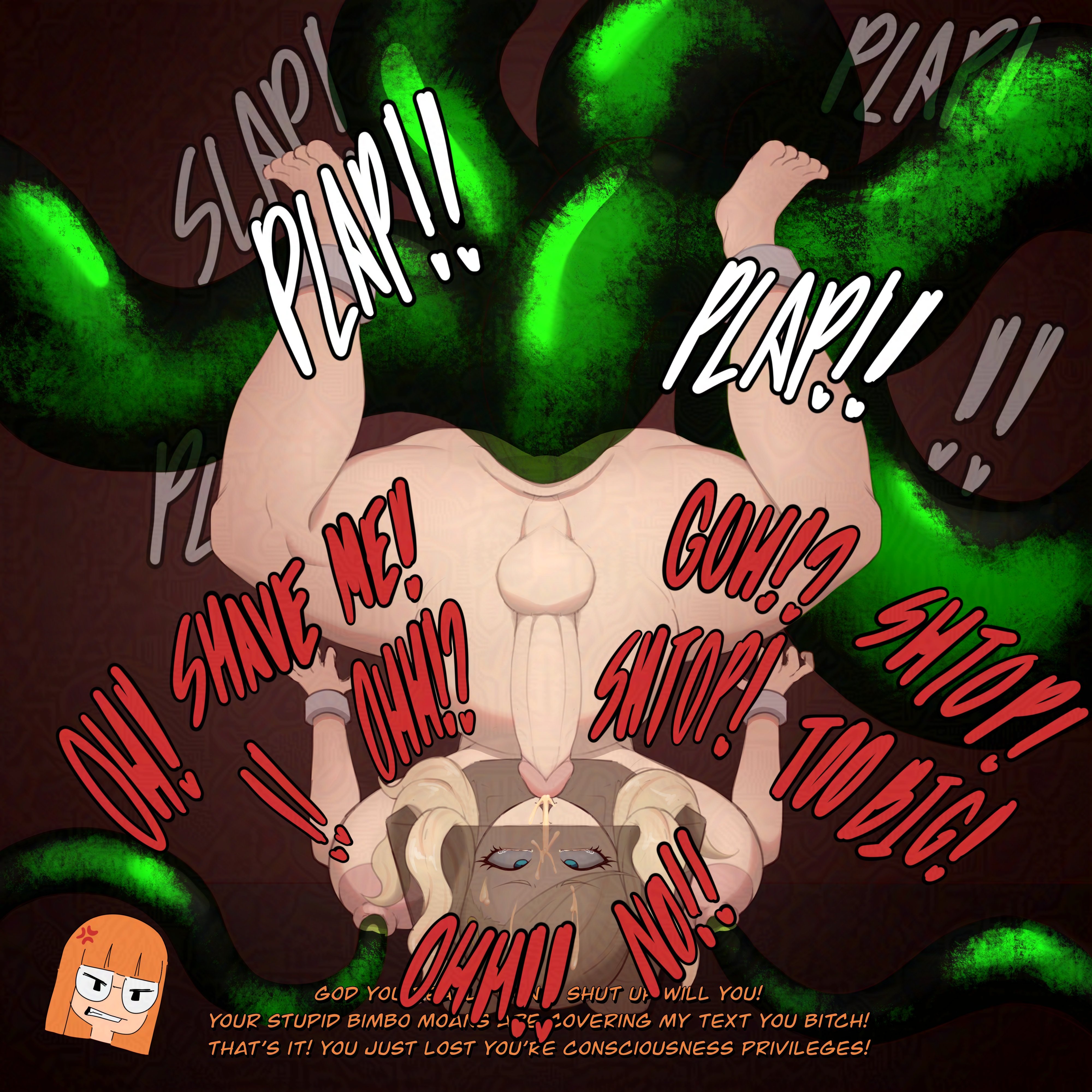 1dickgirl, anal, ann takamaki, bad grammar, balls, begging for mercy, begging to stop, bondage, cum, cum on body, cum on self, dickgirl, english text, facial, femdom, futa only, futa sans pussy, futanari, futasub, huge cock, human, hung bottom, light skin, nude, on back, penis, persona, persona 5, rape, sakura futaba, smooth balls, smooth penis, sofaqo, tagme, tentacle, tentacle rape, text